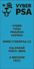 odkaz na web www.vyberpsa.cz formátu 120x240 pixelů, modrý